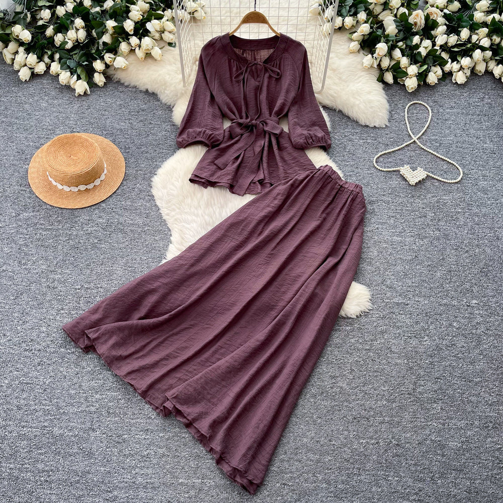 Light mature style work clothing pleated easiest for match two-piece set for women autum strap waist slimming lookelegantsuit