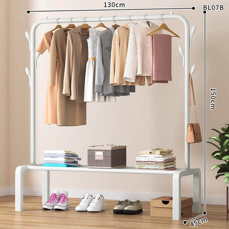 Clothes hanger floor-standing bedroom for home double-pole clothes drying rack clothes rack indoor clothes coat rack thickened balcony clothes pole