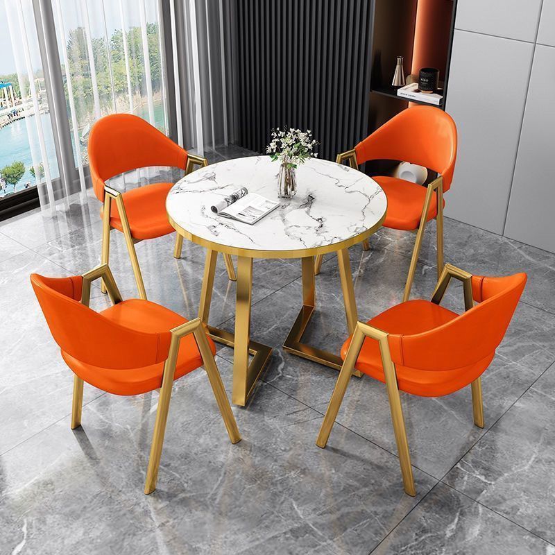 Nordic light luxury negotiation table and chair set - modern minimalist coffee shop/milk tea shop small round table for sales centers and casual reception areas