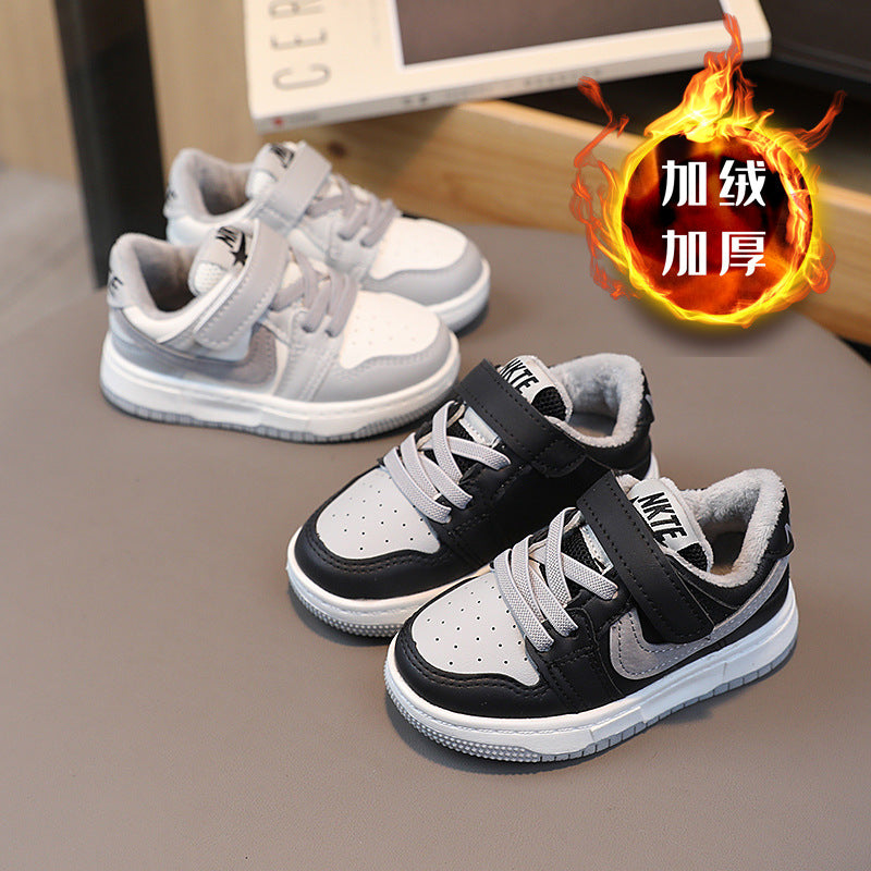 Shadow gray kids' sneakers - autumn/winter  new collection - versatile mid-top sneakers for boys and girls (lightly padded)