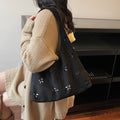 new arrivalcut out frosted bag women's niche style design casual shoulder bag retro large capacity tote bag for women
