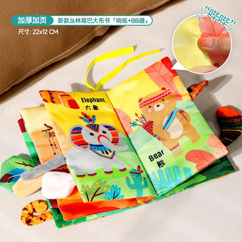 Baby enlightenment stereo animal tail cloth book can be chewed and torn apart cloth book early education family cognitive sound paper toy