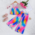 summer new arrival: sweet & fresh e-commerce style girls' two-piece set - camisole top & pleated pants