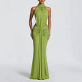 cross-border european and american women's summer collection: new elegant and sexy solid color slim-fit backless mermaid dress