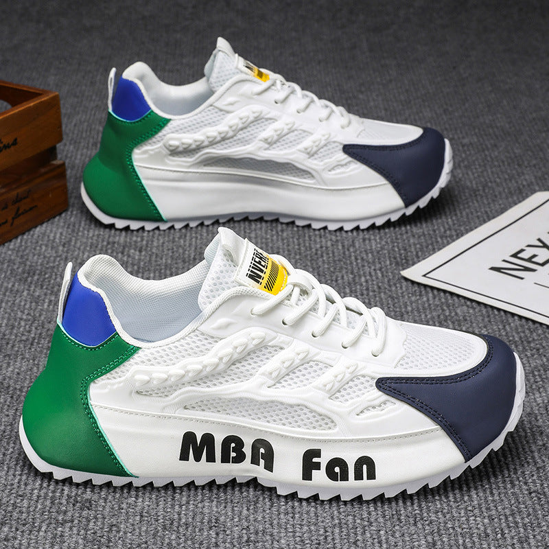 Men's shoes 2025 new winter mesh versatile breathable athletic casual white sneakers height increasing running dad shoes