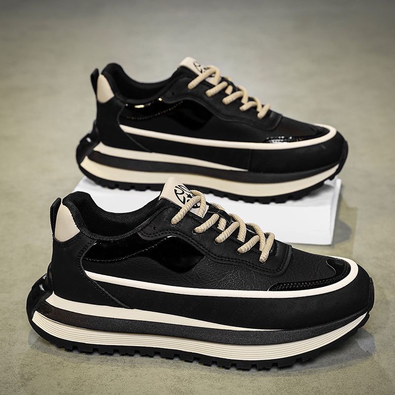Men's shoes: 2025 spring new arrivals - breathable low-top dad shoes, versatile trendy chunky sole height-increasing sneakers, athletic casual footwear