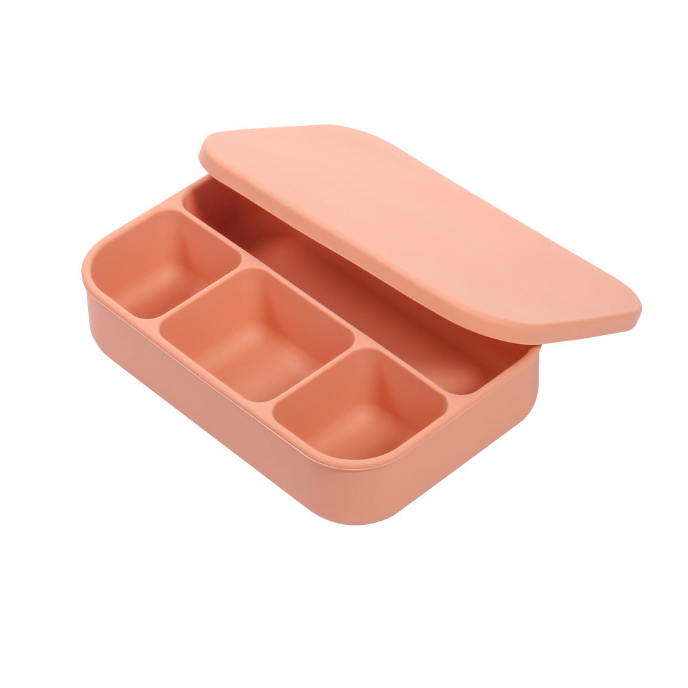 New 4-point food-grade silicone lunch box, microwave oven heating lunch box, refrigerator storage box, student bento box