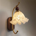 French-style wall lamp, vintage-inspired, for bedroom bedside, living room, hallway, or entryway accent wall. retro walnut finish, eye-friendly wall sconce