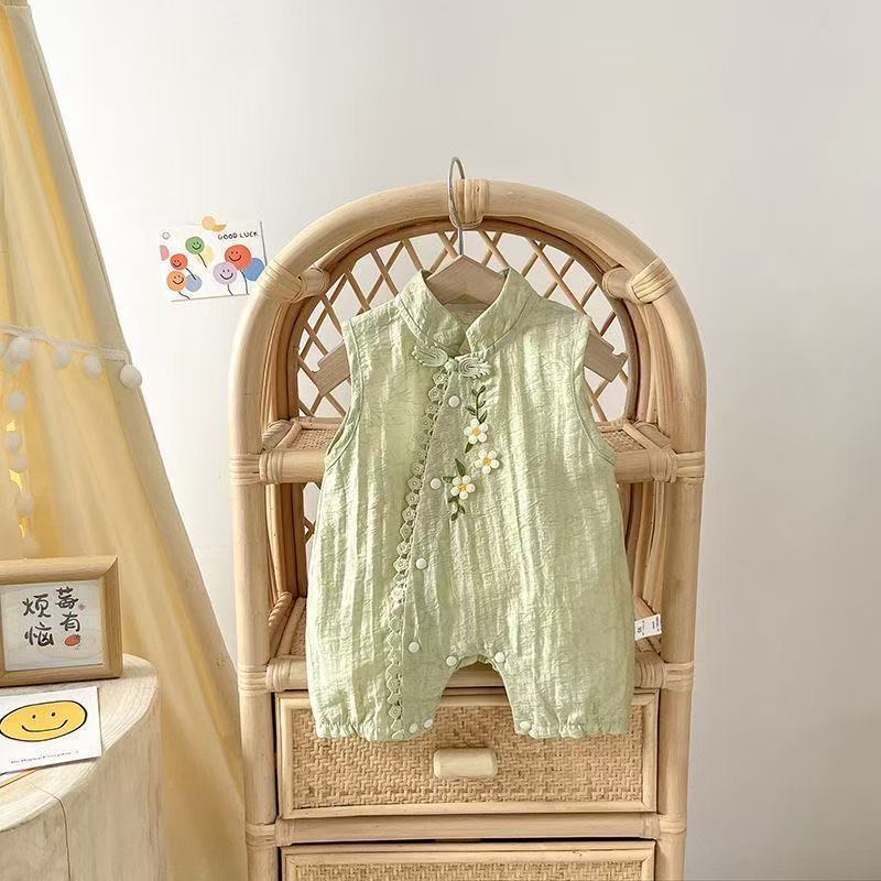 Baby girl summer chinese style jumpsuit baby girl cheongsam baby girl one year old chinoiserie dress summer dress romper trendy