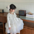 Girls' outfit set:  autumn new arrival - chic chanel-inspired dress with woolen coat and tulle vest dress