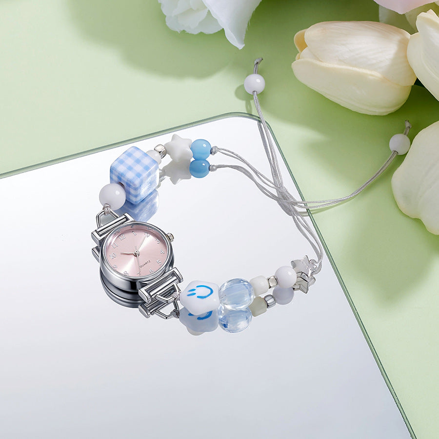 Jewelry pearl strap watch new design black technology internet celebrity stylish creative quartz watch quartz women's watch