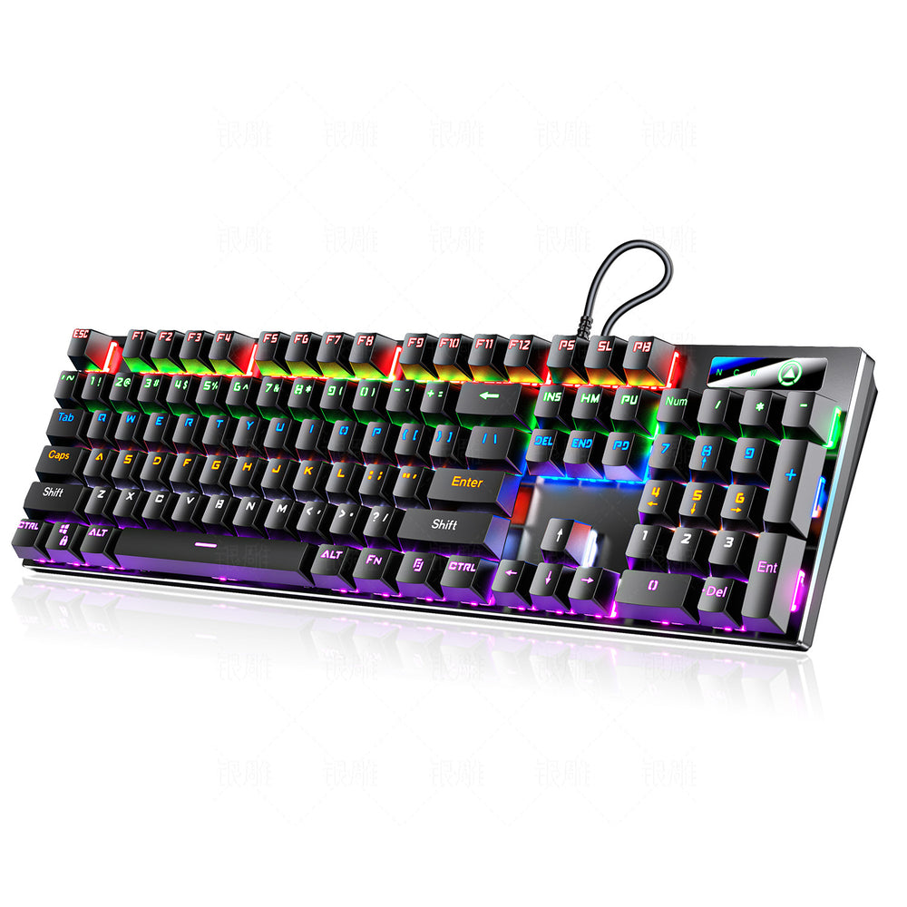 Silver engraved zk3 metal mechanical keyboard - 87/104 keys, illuminated blue/green/black switches, pc accessories, color block design, gaming, cross-border e-commerce