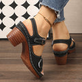 European and american style chunky heel sandals for women, 2026 summer new arrivals, plus size one-strap buckle high heels, casual women's sandals