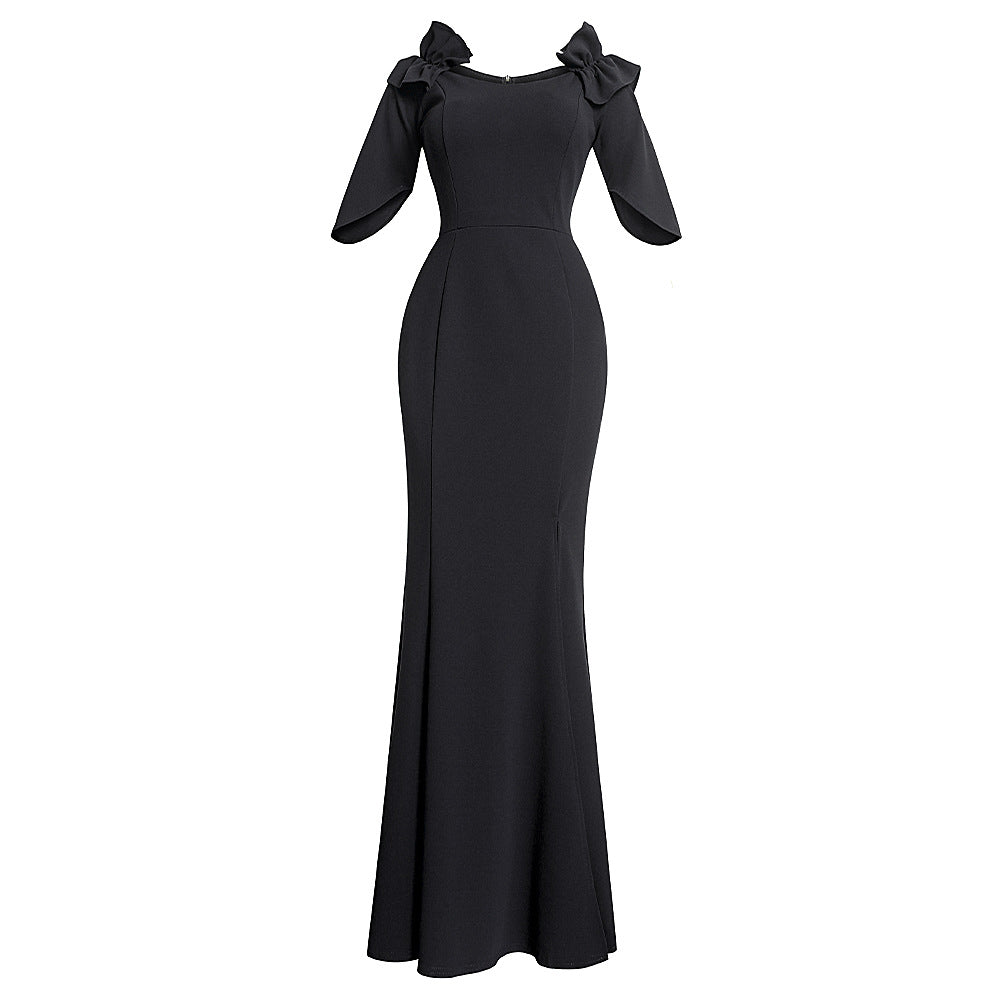 European and american export african women's evening gown elegant long one-shoulder mermaid host dress long skirt
