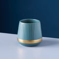 Gold-trimmed striped ceramic fruit fork storage jar - stylish stainless steel fruit forks, a great home essential, spoon and fork set