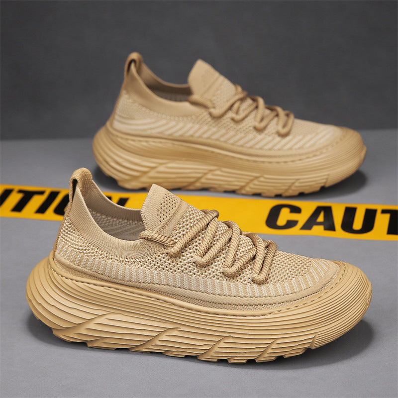 Men's summer breathable mesh casual sneakers, slip-on soft sole black flat sock shoes, trendy footwear