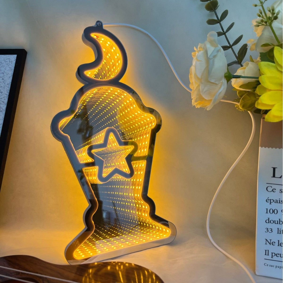 USB lasagna mirror abyss mirror foreign trade luminous led ambient light decorative light curtain light cross-border small oil lamp modeling light