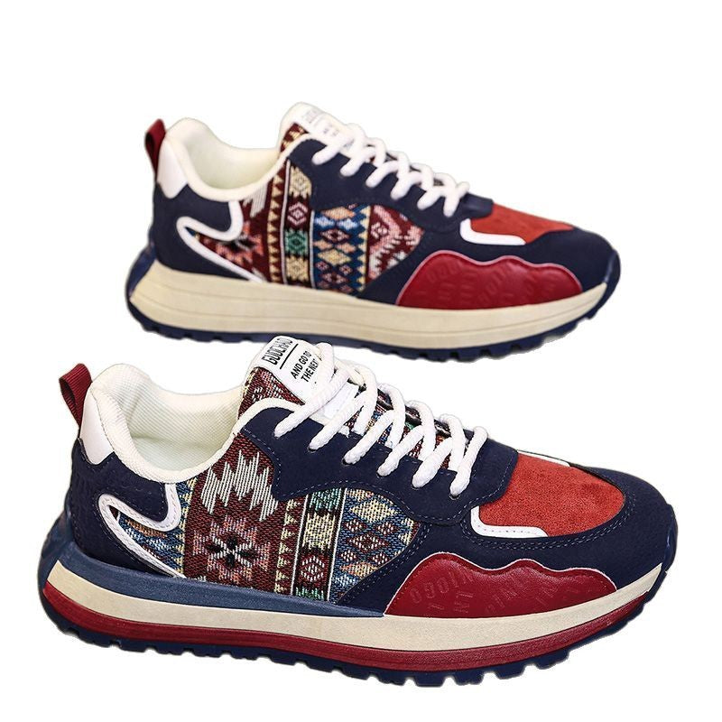 Men's shoes 2025 new spring collection: versatile canvas sneakers with hidden wedge heel, chunky sole, trendy athletic casual style, and dad shoes