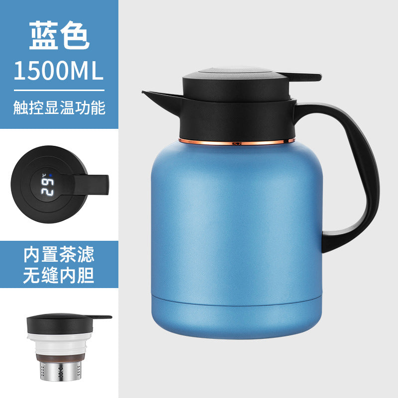 304 smart temperature display thermos stainless steel tea pot office tea pot with filter large capacity thermos flask