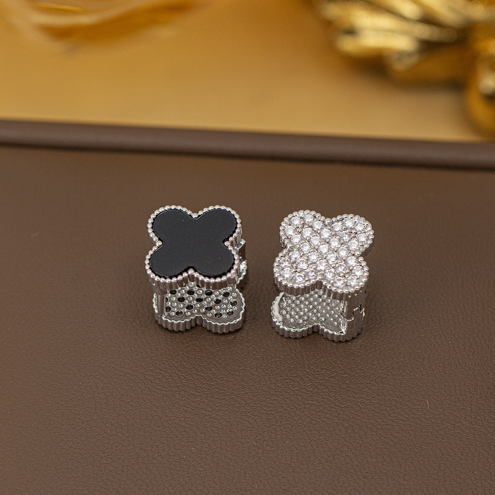 fashion elegant four-leaf clover earrings personalized zircon flower classy earrings niche styleaccessible luxurynew arrival earrings