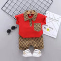 Boys' casual korean style short-sleeve polo shirt & shorts set - kids' lapel short-sleeve top + shorts two-piece outfit - wholesale children's clothing for cross-border e-commerce
