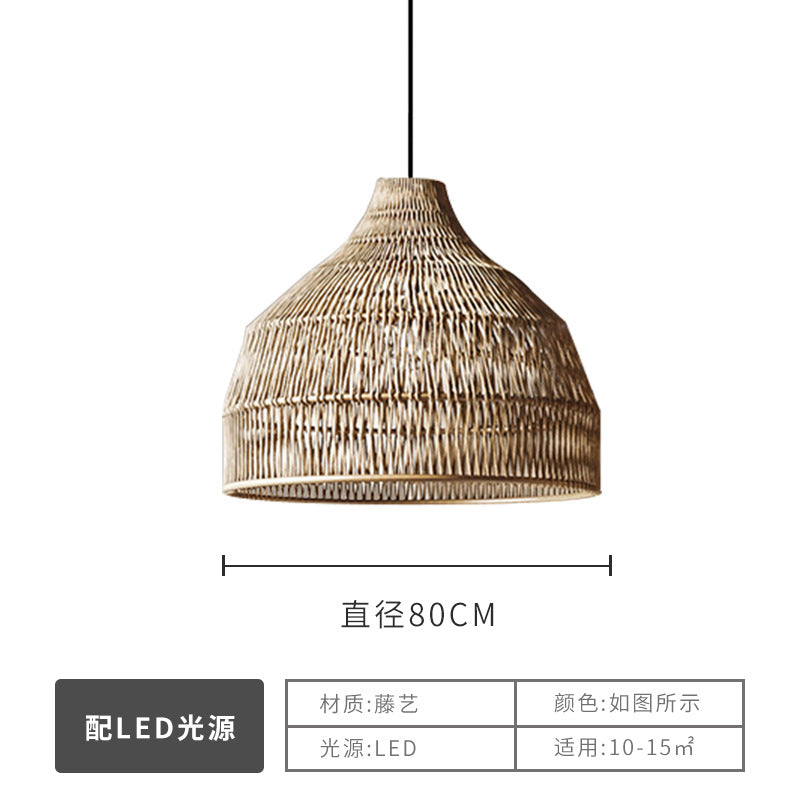 Wabi Silent Wind Catering Chandelier Chinese Living Room Dining Room Tea Room Zen Light Homestay Study Bedside Japanese Rattan Chandelier