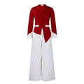 C8609  new arrival: stylish and chic office lady flared sleeve top and pleated wide-leg pants two-piece african outfit set