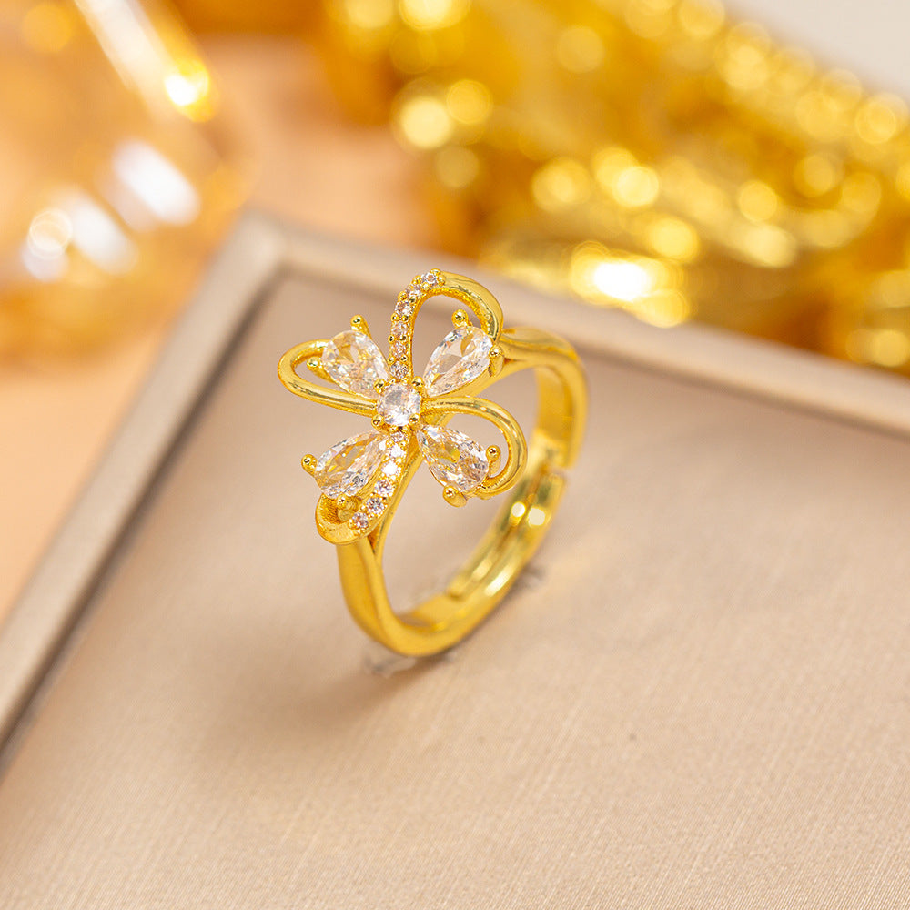 hot-selling design, full of diamonds, inlaid with zircons, exquisite women's openable adjustable rings, popular fashion accessories