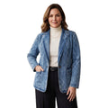new arrivals: plus-size women's mid-length washed denim blazer - perfect for , , and european & american markets