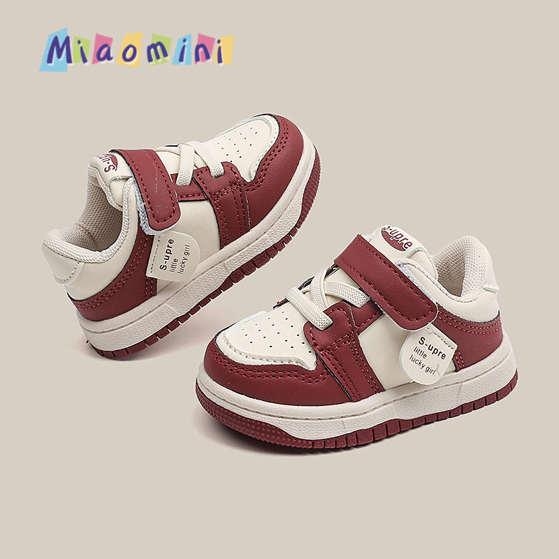 spring/autumn new korean style boys' baby shoes, white sneakers, first walking shoes, children's athletic shoes, unisex kids' skate shoes