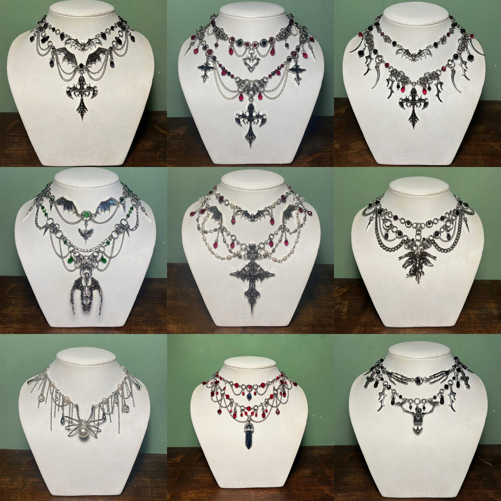 Halloween necklace wholesale cross-border jewelry dark cross angel heavy industry metal gothic style chain sweater chain