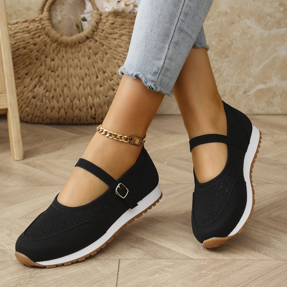 spring/summer new arrivals: plus size, breathable, low-cut, buckle-strap flats - casual, versatile, european & american style footwear for cross-border e-commerce