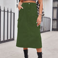 European and american cross-border e-commerce   new versatile slimming workwear washed denim midi skirt for women