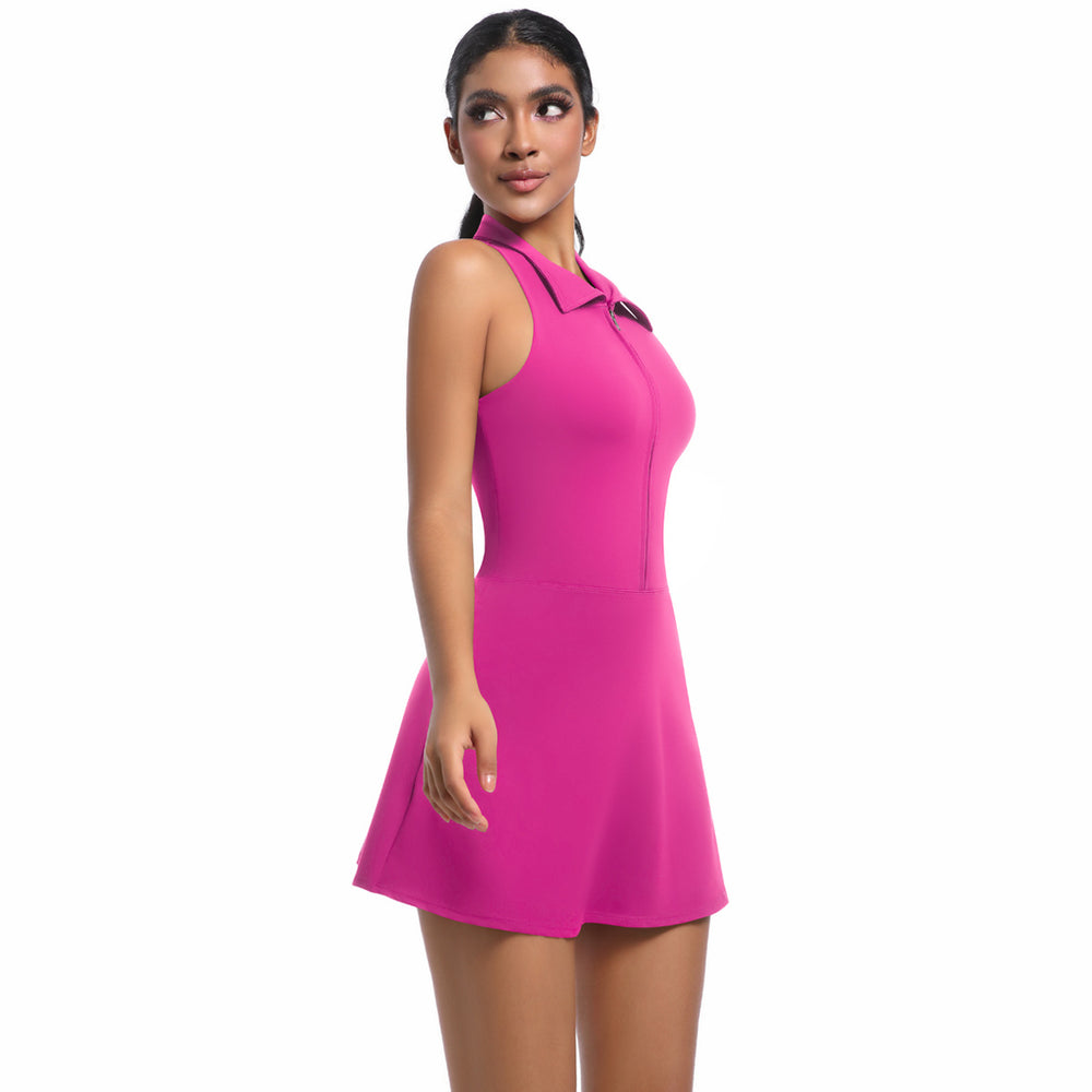 New women's cross-border slim-fit high-waisted turn-down collar activewear dress set for running, golf, tennis, and yoga