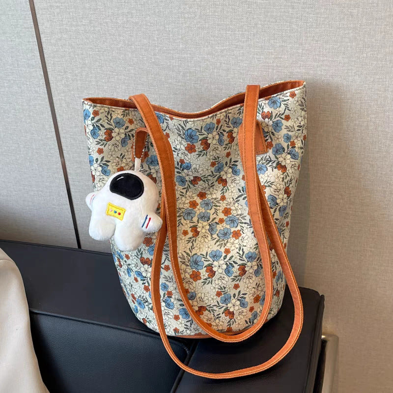 Design floral shoulder bag for women 2024new arrival high-looking canvas bag easiest for matchretro large capacity tote lazy style