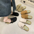 Taizhou plus size slip-on toe-cap half slippers 2025new arrivalretroflats slippers round toe suede lazy slippers