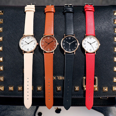 Aliexpress cross-border new korean style fashionable minimalist leather belt watch women's casual student quartz ladies watch - direct from the manufacturer