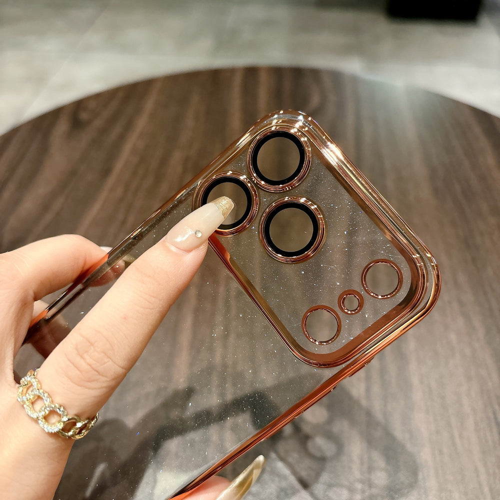 Electroplated pc starry sky glitter suitable for iphone17promax mobile phone case apple 16/15 lens film protective cover