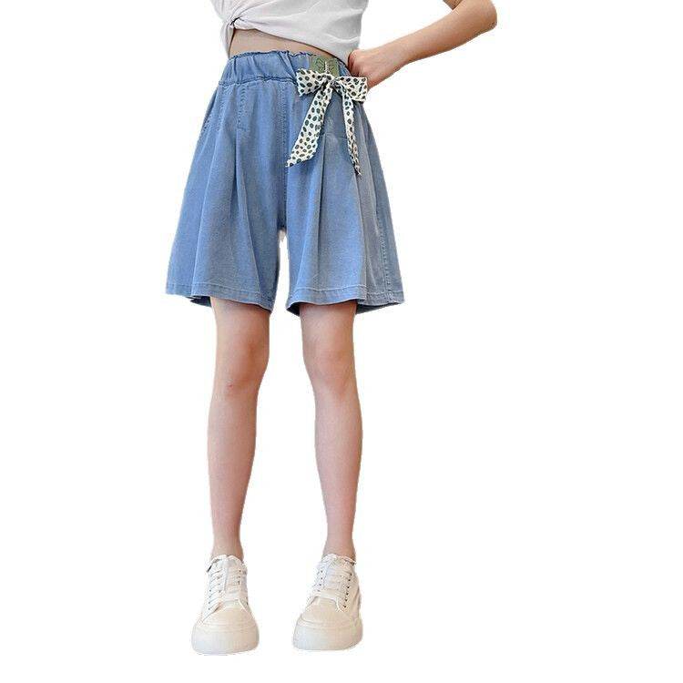 Girls' shorts summer pants kids summer pants outerwear  new girls' tencel lightweight capri pants