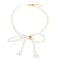 Bow choker necklace female fashion elegantsweet imitation pearl string chain niche styleclassy fairy style necklace