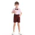 New children's clothing wholesale: boys' pink short-sleeve shirt & overalls set - perfect for children's day, birthdays, performances, and special occasions