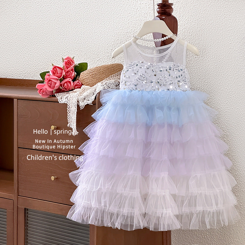Girls' summer dress  new style - trendy and chic tiered cake dress for kids