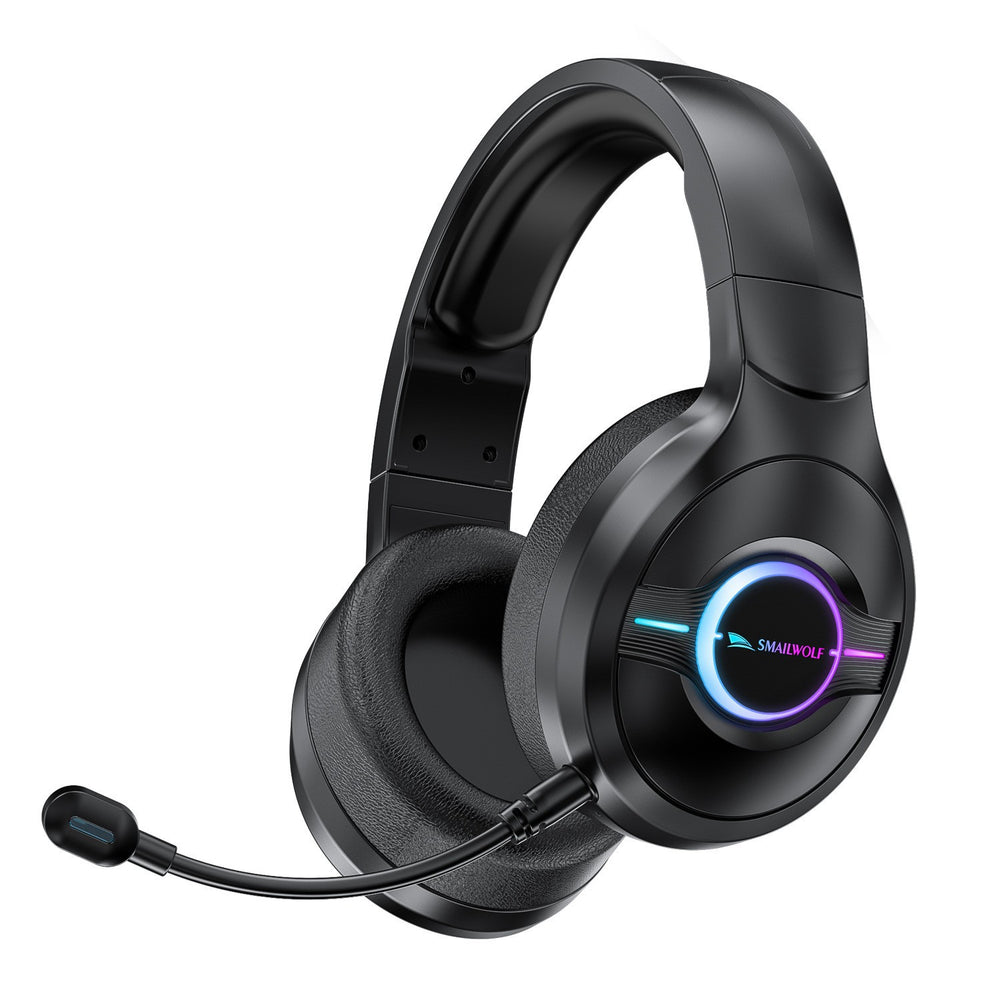 Smilewolf l50 bluetooth wireless tri-mode gaming headset - comfortable over-ear headphones with rgb lighting and microphone
