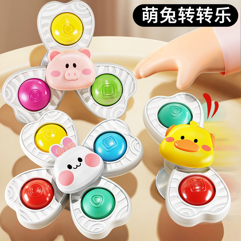 Baby high chair toy - cartoon suction cup spinning top - teething & early education - ages 0-1 year
