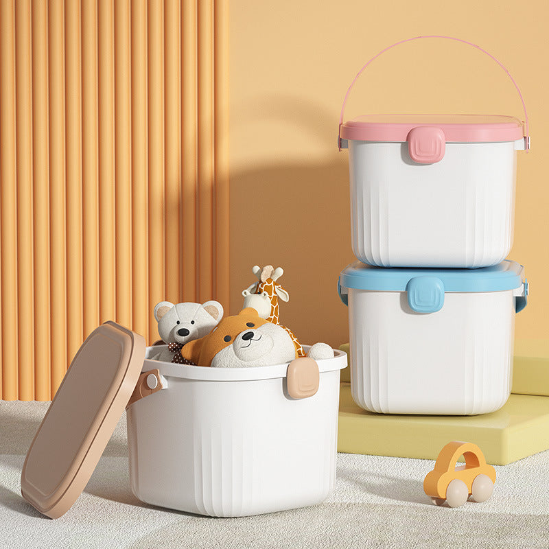 Children's toy storage bucket Household large-capacity assembled building block storage box Plastic handle with lid storage finishing box