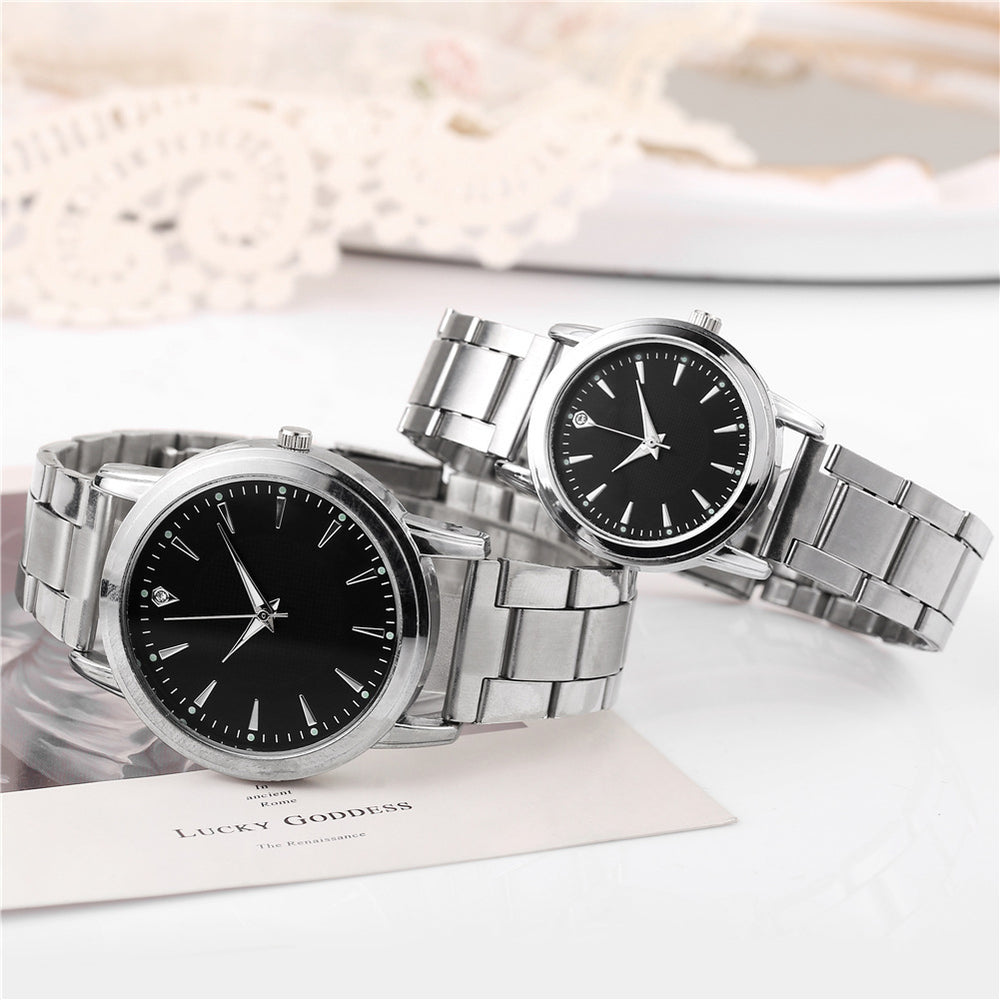 New arrivalcouple watch luminous steel strap watch women's watch men's quartz watch men's watch manufacturer wholesale large dial