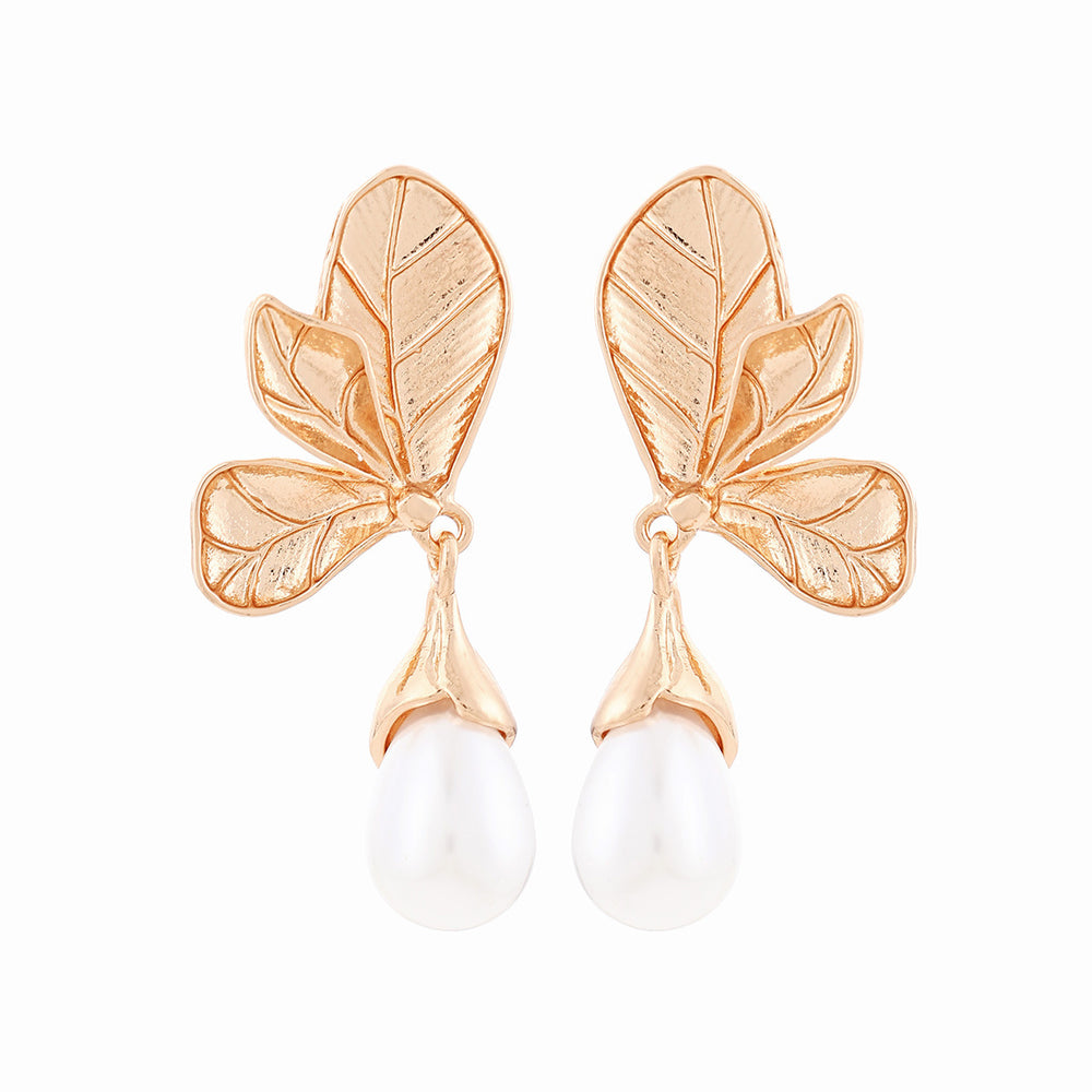 European and american cross-border sweet alloy enamel flower earrings - women's stylish, versatile, vacation-inspired leaf stud earrings wholesale