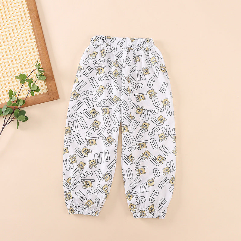 Kids ice silk anti-mosquito boys' leggings bloomers summer thin medium large children's trendy  new bloomers