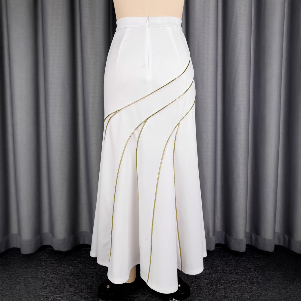 Elegant and slimming midi skirt - versatile white fishtail skirt for everyday wear, dates, parties, and gatherings