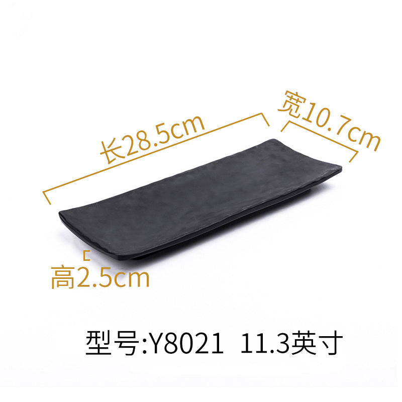 Melamine black tableware plastic dish imitation porcelain dinner plate cold dish plate barbecue hot pot plate barbecue restaurant plate commercial